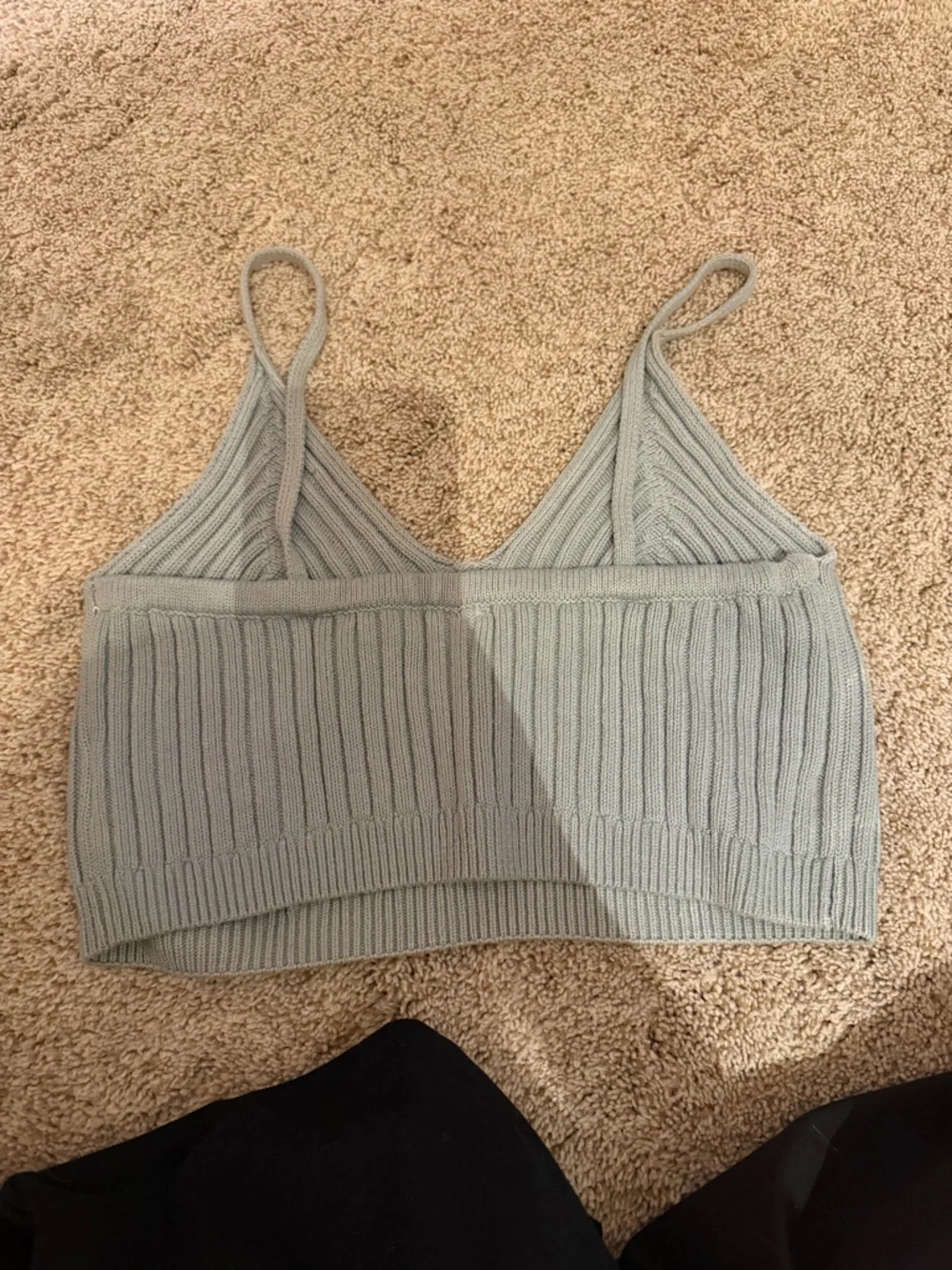 Free People Ribbed Knit Crop Top in Sage Green
